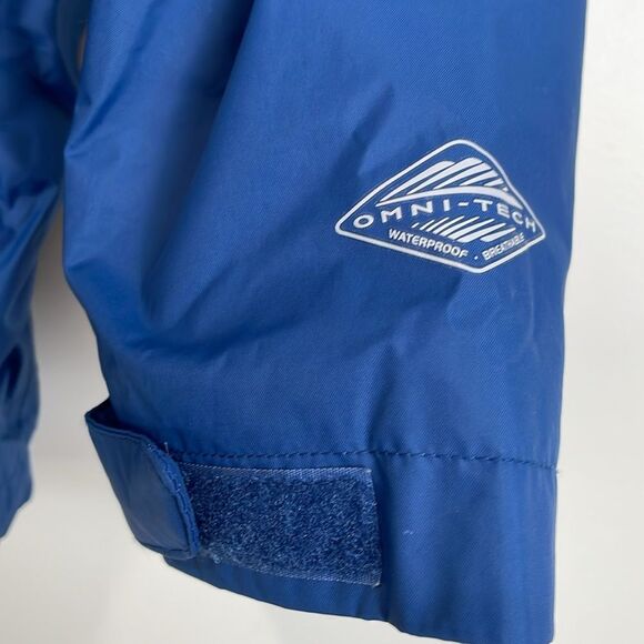Columbia Boys Jacket Medium Omni-Tech Waterproof Hood Blue Zip Front - Picture 2 of 10